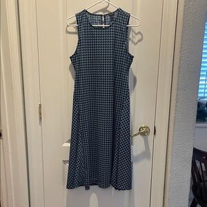 Ann Taylor Navy Geometric Pattern Midi Dress